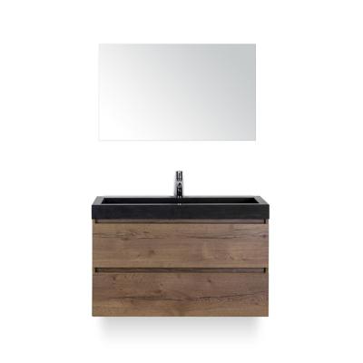 Maxx XL Badmeubelset 100 cm - Tabacco - Wastafel Lucca 1 kraangat - met Spiegel