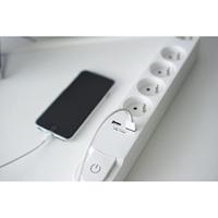 CHACON Stekkerdoos 5 uitgangen 16 A met schakelaar, 2 USB-poorten en kabel 3 m HO5VV-F 3x1,5 mm² zwart - thumbnail