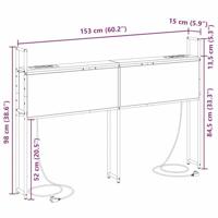 Opberghoofdbord Gerookt eiken 150 cm Bewerkt hout - thumbnail