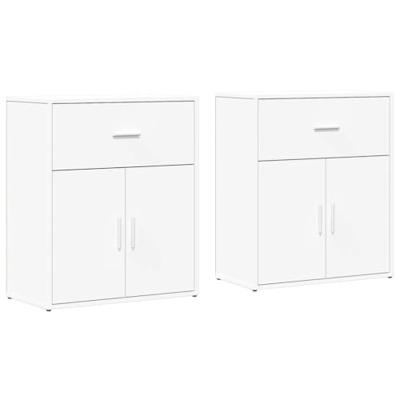 Dressoirs 2 st 60x31x70 cm bewerkt hout wit