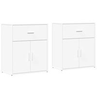 Dressoirs 2 st 60x31x70 cm bewerkt hout wit - thumbnail