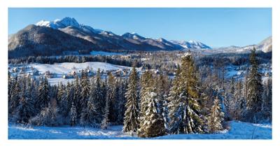 Achtergrond doek Winter Dorp 150 x 75 cm kersthuisje My Village - My village Achtergrond doek Winter Dorp 150 x 75 cm kersthuisje My Village - My village