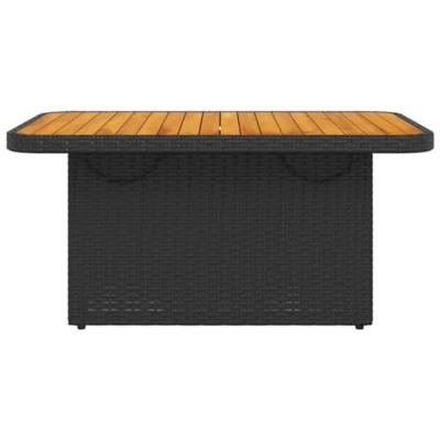 Tuintafel 90x55x71 cm poly rattan en massief acaciahout zwart
