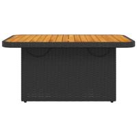 Tuintafel 90x55x71 cm poly rattan en massief acaciahout zwart - thumbnail