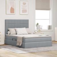 Opslag bed met matras Lichtgrijs 140 x 190 cm Nep Leer - thumbnail