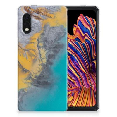 Samsung Xcover Pro | TPU | Siliconen hoesje | Marble Blue Gold