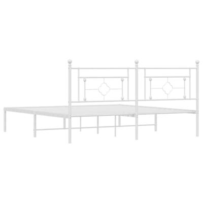 Bedframe met hoofdbord metaal wit 180x200 cm Bedframe met hoofdbord metaal wit 180x200 cm