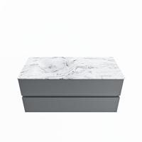 MONDIAZ VICA-DLUX 110cm badmeubel onderkast Plata 2 lades. Inbouw wastafel CLOUD links 1 kraangat, kleur Glace. - thumbnail