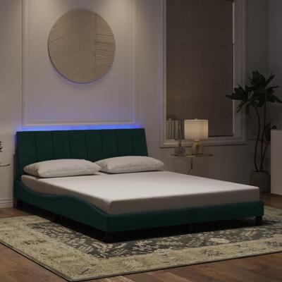 Bedframe met LED-verlichting fluweel donkergroen 160x200 cm