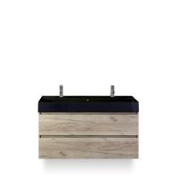 Maxx XL Badmeubelset 120 cm - Craft Oak - Wastafel Kube Enkel Zwart 2 kraangaten - thumbnail
