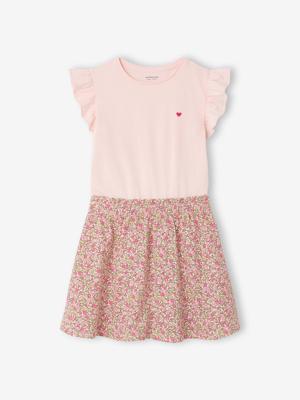 Meisjesjurk met 2-in-1 effect lichtroze