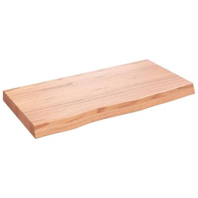 Wandschap 80x40x(2-6) cm behandeld massief eikenhout lichtbruin