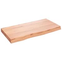 Wandschap 80x40x(2-6) cm behandeld massief eikenhout lichtbruin - thumbnail