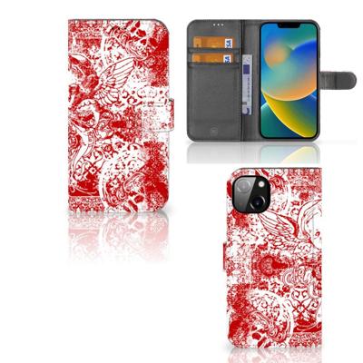Telefoonhoesje met Naam iPhone 14 Plus Angel Skull Rood Telefoonhoesje met Naam iPhone 14 Plus Angel Skull Rood