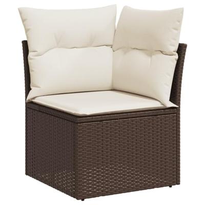 6-delige Loungeset met kussens poly rattan bruin - thumbnail