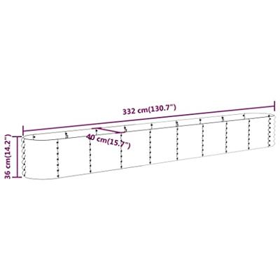 Plantenbak 332x40x36 cm gegalvaniseerd staal antracietkleurig