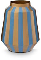 Pip Studio Vaas Metaal Strepen Lichtblauw/Goud 29cm - thumbnail