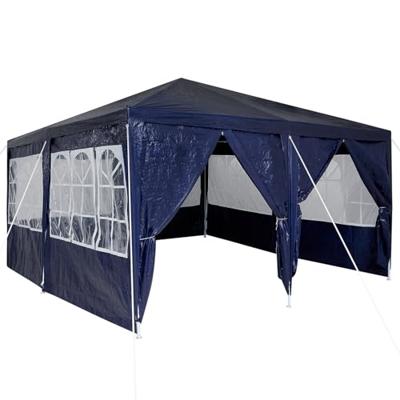 partytent met 8 zijwanden blauw 4x4 m PE partytent met 8 zijwanden blauw 4x4 m PE