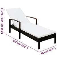 Ligbed met kussen poly rattan bruin - thumbnail