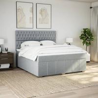 Boxspring met matras stof lichtgrijs 200x200 cm - thumbnail