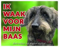 Teckel Waakbord - Ik waak voor mijn baas Ruwhaar - thumbnail