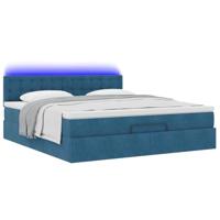 Ottoman bed met matras en LED's 160x200cm fluweel donkerblauw - thumbnail