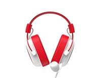 Havit Gaming-hoofdtelefoon, rood en wit, 53 mm luidspreker, omnidirectionele geluidsopname, verstelbare hoofdstraal, compatibel met gaming-apparaten, multifunctionele draadbediening, leren oorkappen - thumbnail