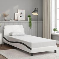 Bedframe "Dover" kunstleer wit en zwart 80x200 cm - thumbnail