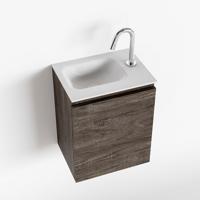 MONDIAZ OLAN 40cm toiletmeubel dark brown. LEX wastafel talc links 1 kraangat - thumbnail