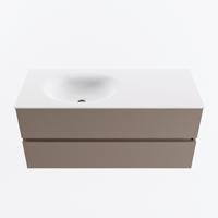 MONDIAZ VICA 110cm badmeubel onderkast Smoke 2 lades. Wastafel MOON links 1 kraangat, kleur Talc. - thumbnail