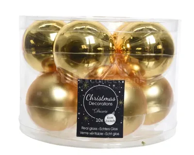 Decoris kerstballen Glas 10st licht goud 6cm