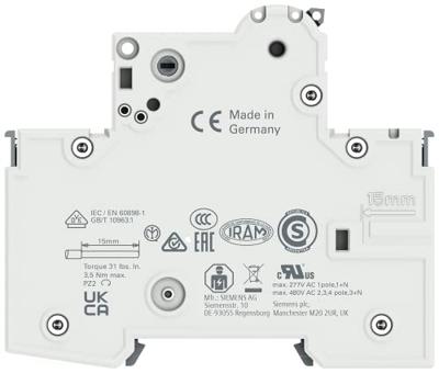 Siemens 5SY61167 5SY6116-7 Zekeringautomaat 16 A 230 V, 400 V