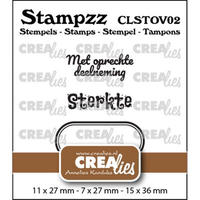 Crealies • stampzz stempelset overlijden 02: 2 teksten + 1 tag/label
