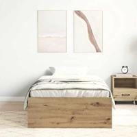 Bedframe zonder matras spaanplaat artisanaal eikenkleurig - thumbnail