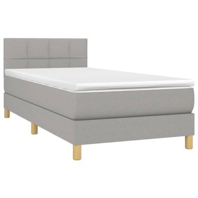 Boxspring met matras stof lichtgrijs 140x190 cm - thumbnail