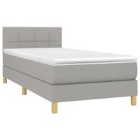 Boxspring met matras stof lichtgrijs 90x200 cm - thumbnail