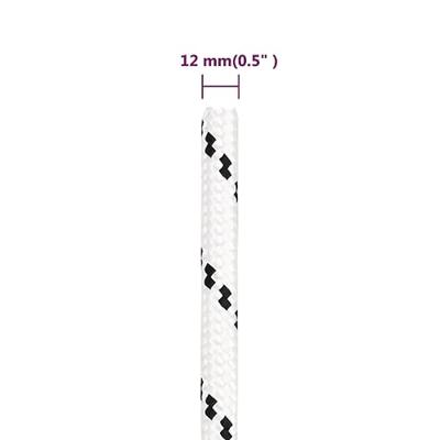 VidaXL Boottouw gevlochten 12 mmx100 m polyester wit