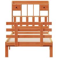 Bed met boekenkast zonder matras grenenhout wasbruin 100x200 cm - thumbnail