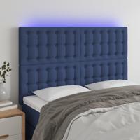 Hoofdbord LED 144x5x118/128 cm stof blauw - thumbnail