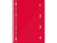 4 in 1 Schrijfblok A4, gelinieerd Rood - thumbnail