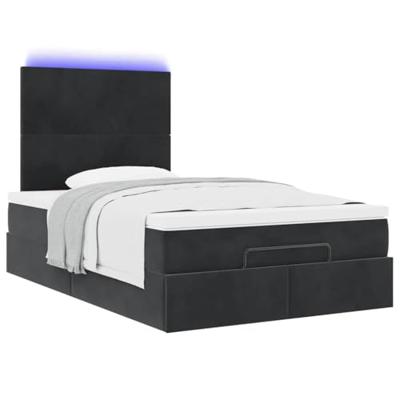 Ottoman bed met matrassen en LED's 120x200cm fluweel zwart