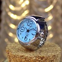 2st L04 2018 Dial Quartz analoog horloge Creative staal Cool elastische Quartz vinger Ring horloge mannen Women(Blue) - thumbnail