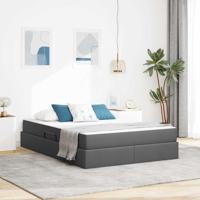 Opbergbed met matras Donkergrijs 140 x 200 cm Polyester - thumbnail