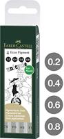 Faber Castell FC-167004 Tekenpen Ecco Pigment 4-delig Etui - thumbnail