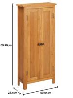 Opbergkast 50x22x110 cm massief eikenhout - thumbnail