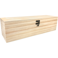 Wijnkist | 1 fles | scharnierdeksel | 340x95x95mm | hout | naturel | 24 stuks - thumbnail