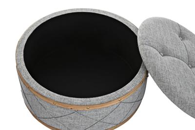 Kruk DKD Home Decor Natuurlijk Hout Polyester Lichtgrijs (80 x 80 x 43 cm)