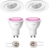 Pragmi Delton Pro - Inbouw Rond - Mat Wit - Kantelbaar - Ø82mm - Philips Hue - LED Spot Set GU10 - White and Color Ambiance - Bluetooth - thumbnail
