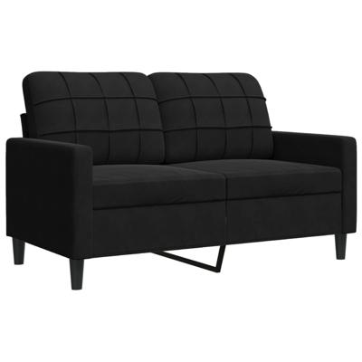 3-delige Loungeset met kussens fluweel zwart - thumbnail
