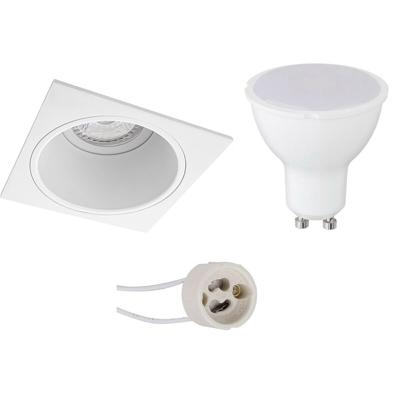 GU10 Inbouwspot Set - Mat Wit - Vierkant - Kantelbaar - Philips - CorePro 830 36D - Pragmi Qiundo Pro - 4.6W - Warm Wit 3000K - 80mm